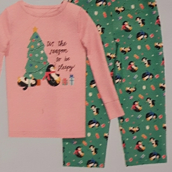 NWT Cat & Jack penguins Christmas Fleece Pajamas - Picture 2 of 11